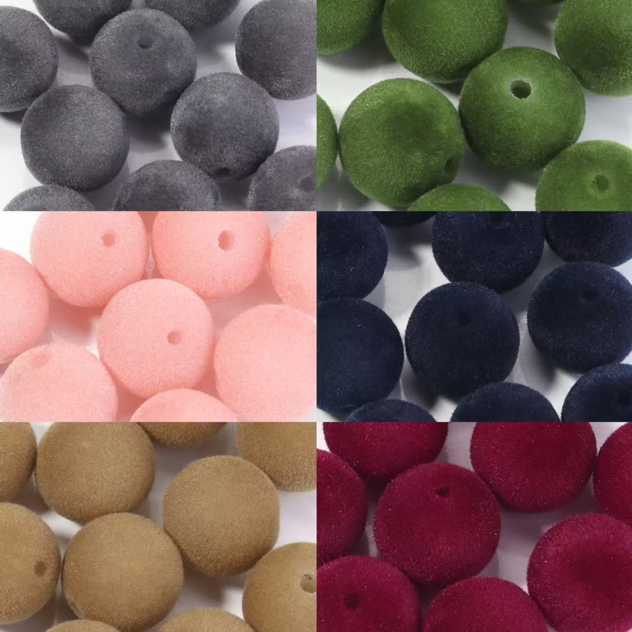 Bead Mat Velvet - 10Pcs/Lot 16mm Colorful Flocking Acrylic Beads