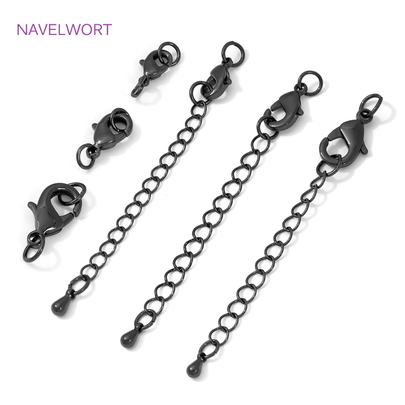 Jewelry Making Hardware - Black Color Brass Lobster Clasp&Extender Chain,Clasp