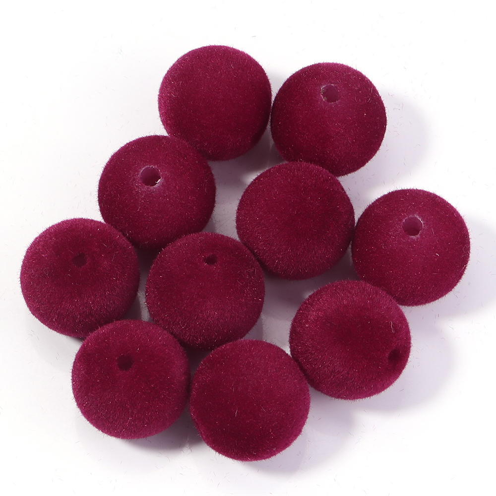 10Pcs/Lot 16mm Colorful Flocki - Bead Mat Velvet ulasan dan harga