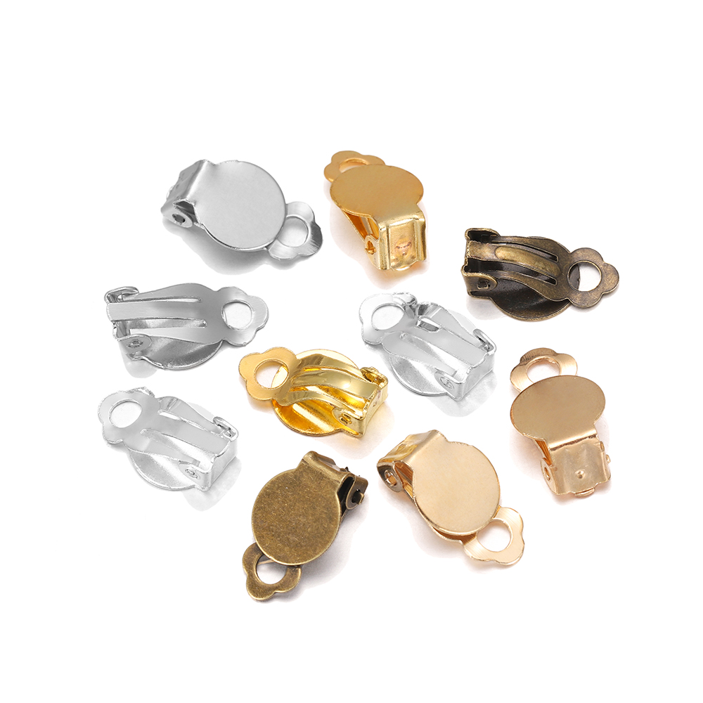 50pcs/Lot 10mm Meatl Ear Clips - Jewelry Making Findings ulasan dan harga