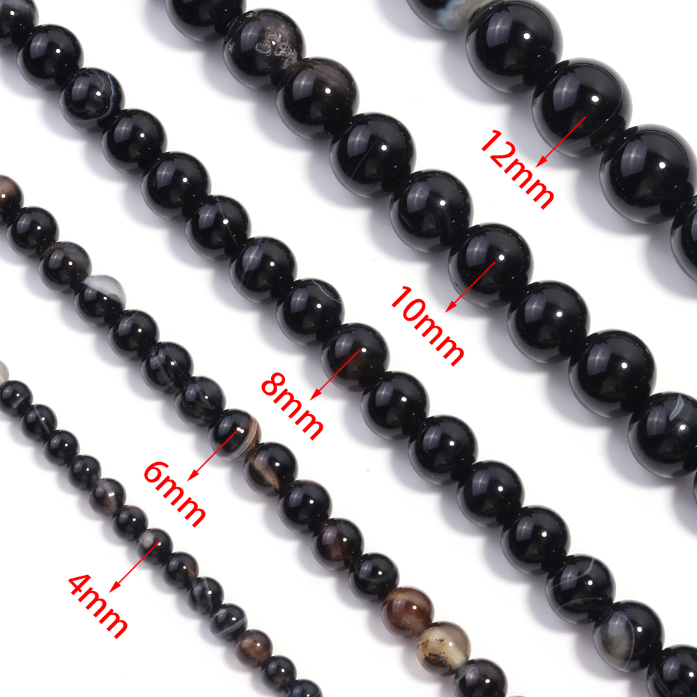 4 6 8 10 12mm Natural Black St - Jewelry Making Gemstones ulasan dan harga