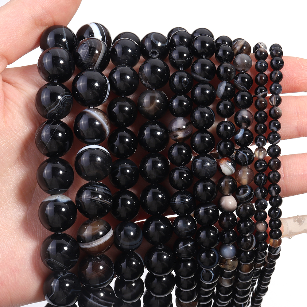 4 6 8 10 12mm Natural Black St - Jewelry Making Gemstones ulasan dan harga