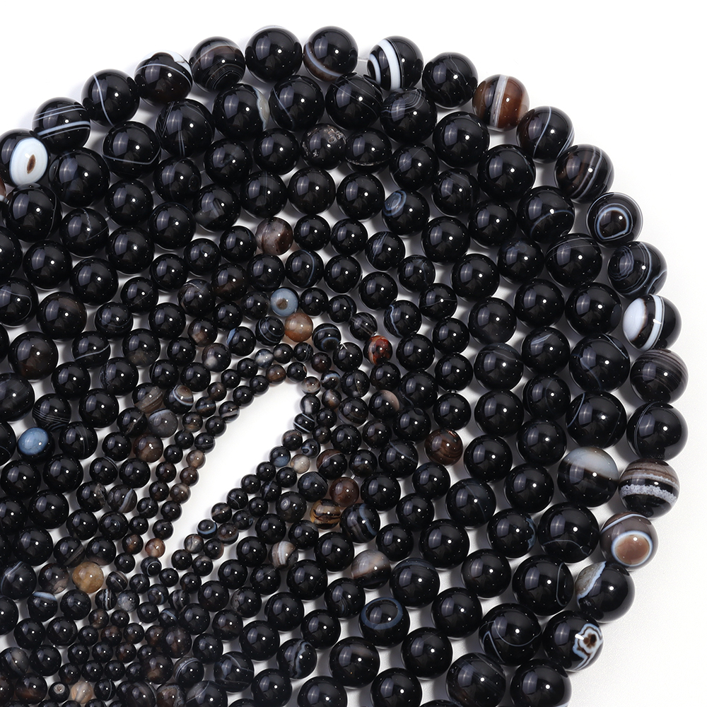 4 6 8 10 12mm Natural Black St - Jewelry Making Gemstones ulasan dan harga