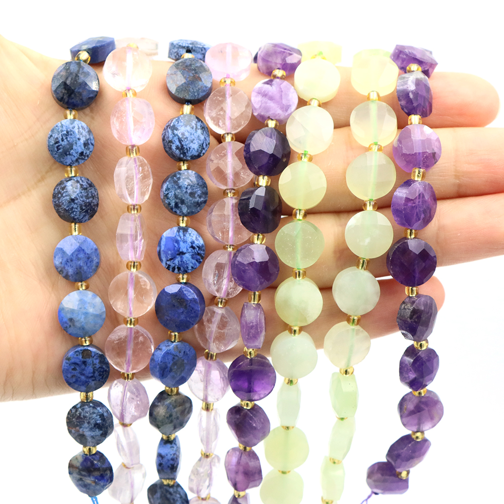 10mm Faceted Coin Beads Natura - Jewelry Making Gemstones ulasan dan harga