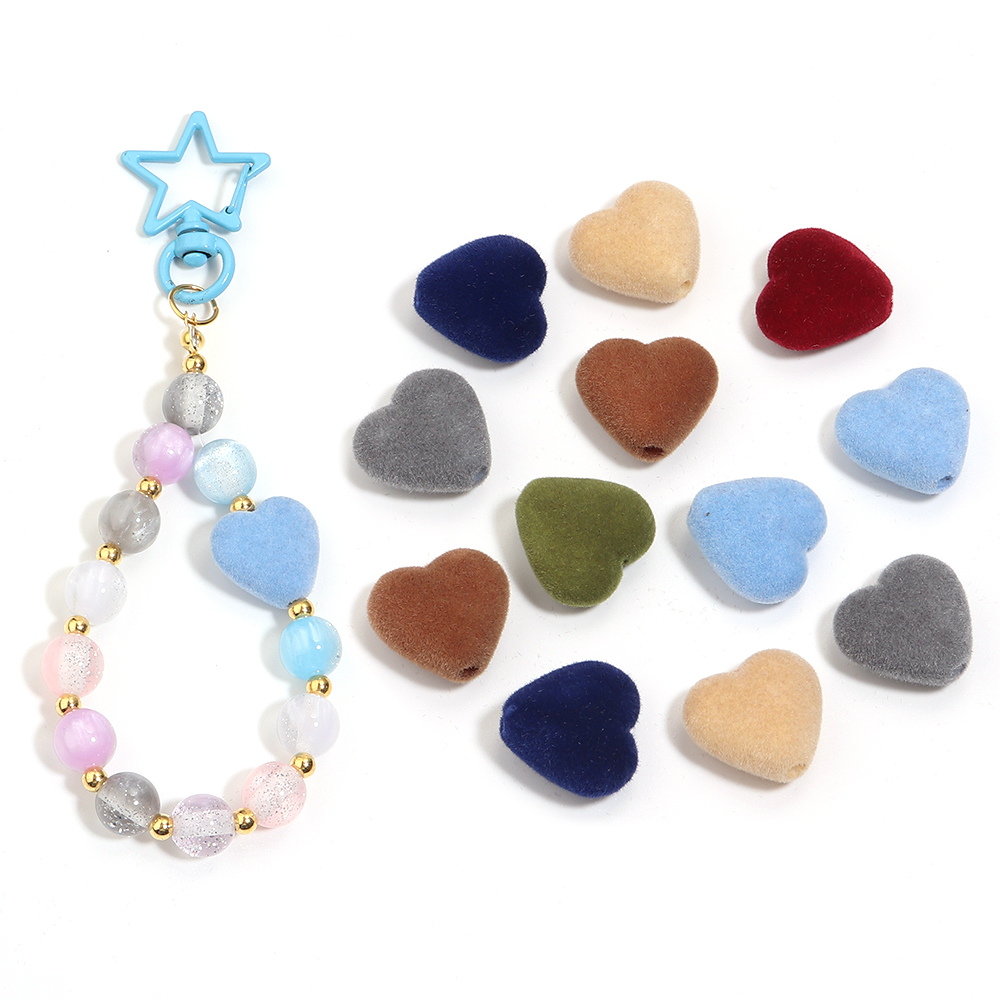 10pcs/lot Heart Flocking Acryl - Bead Mat Velvet ulasan dan harga