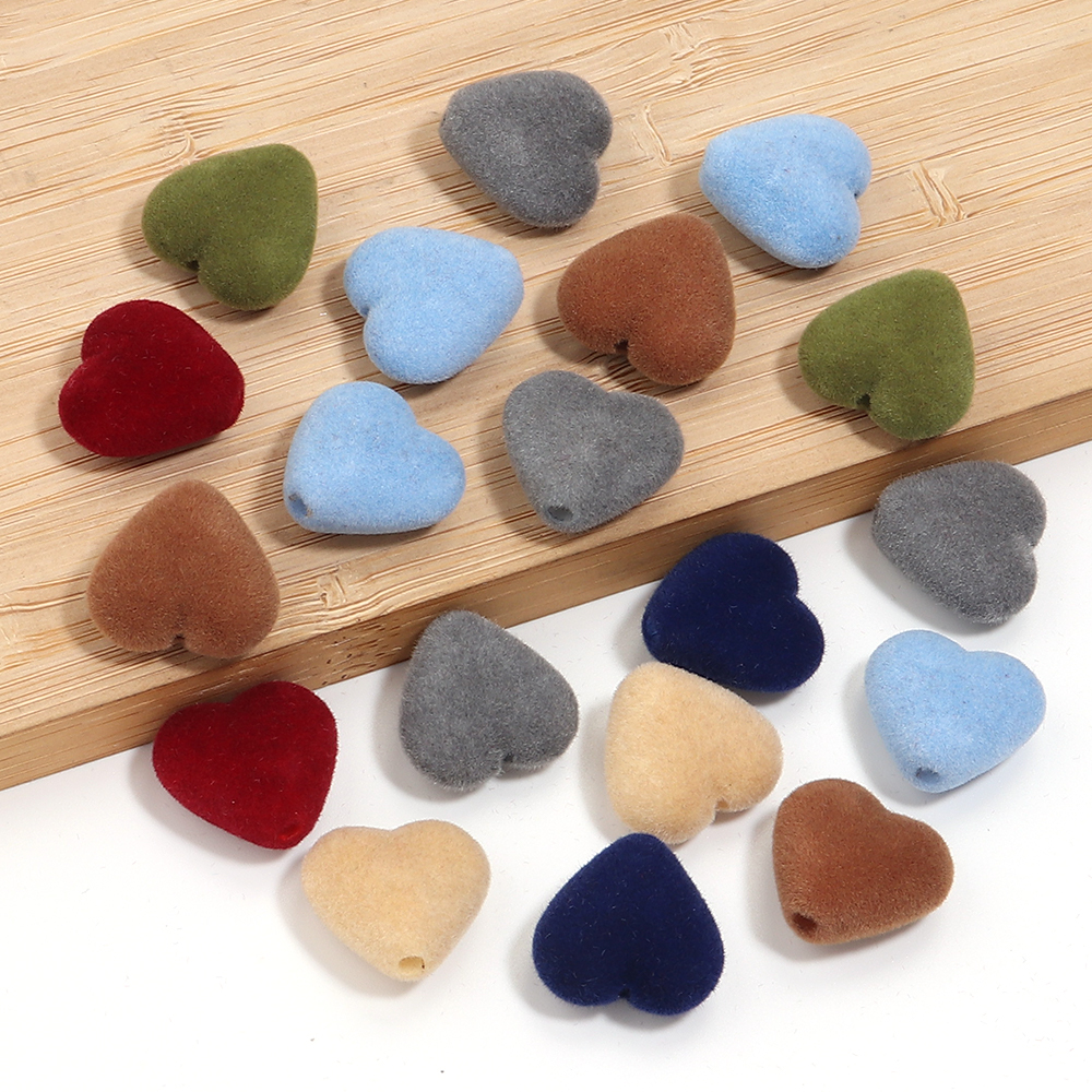 10pcs/lot Heart Flocking Acryl - Bead Mat Velvet ulasan dan harga