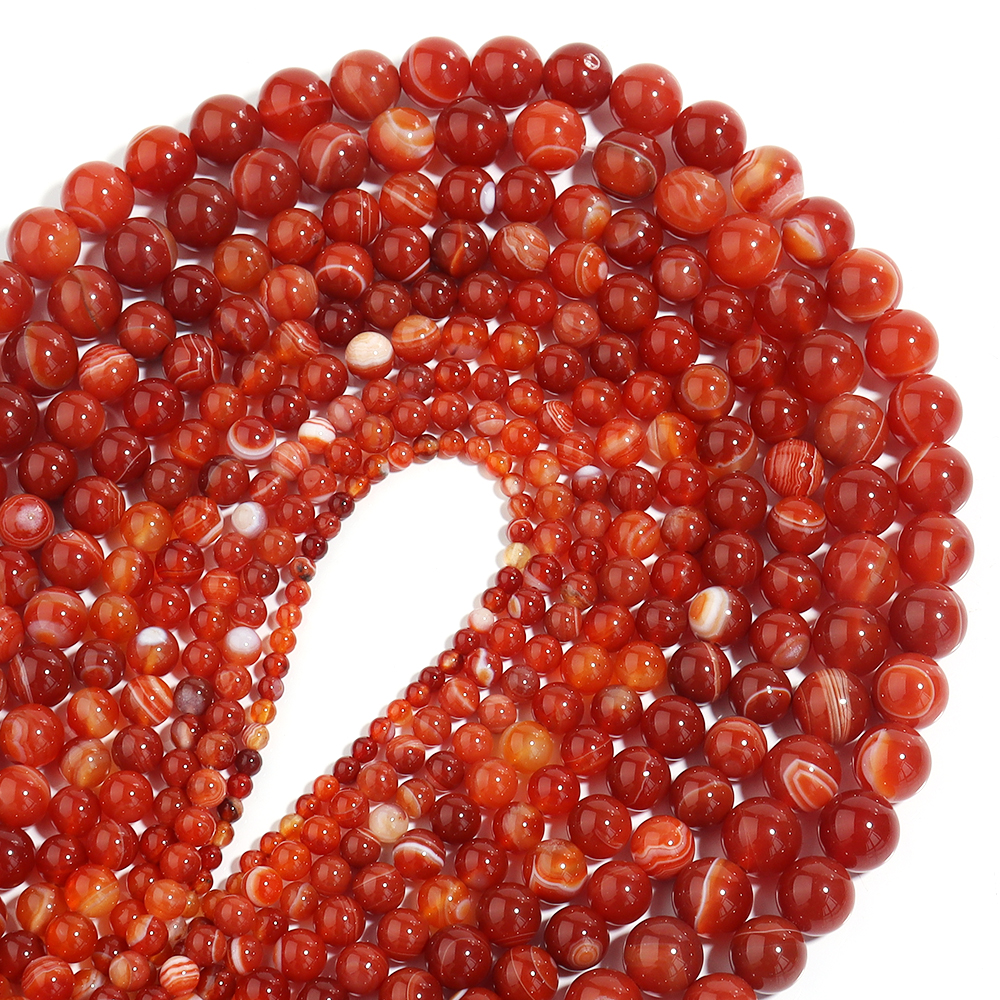 1 Strand Red Striped Agate Nat - Jewelry Making Gemstones ulasan dan harga