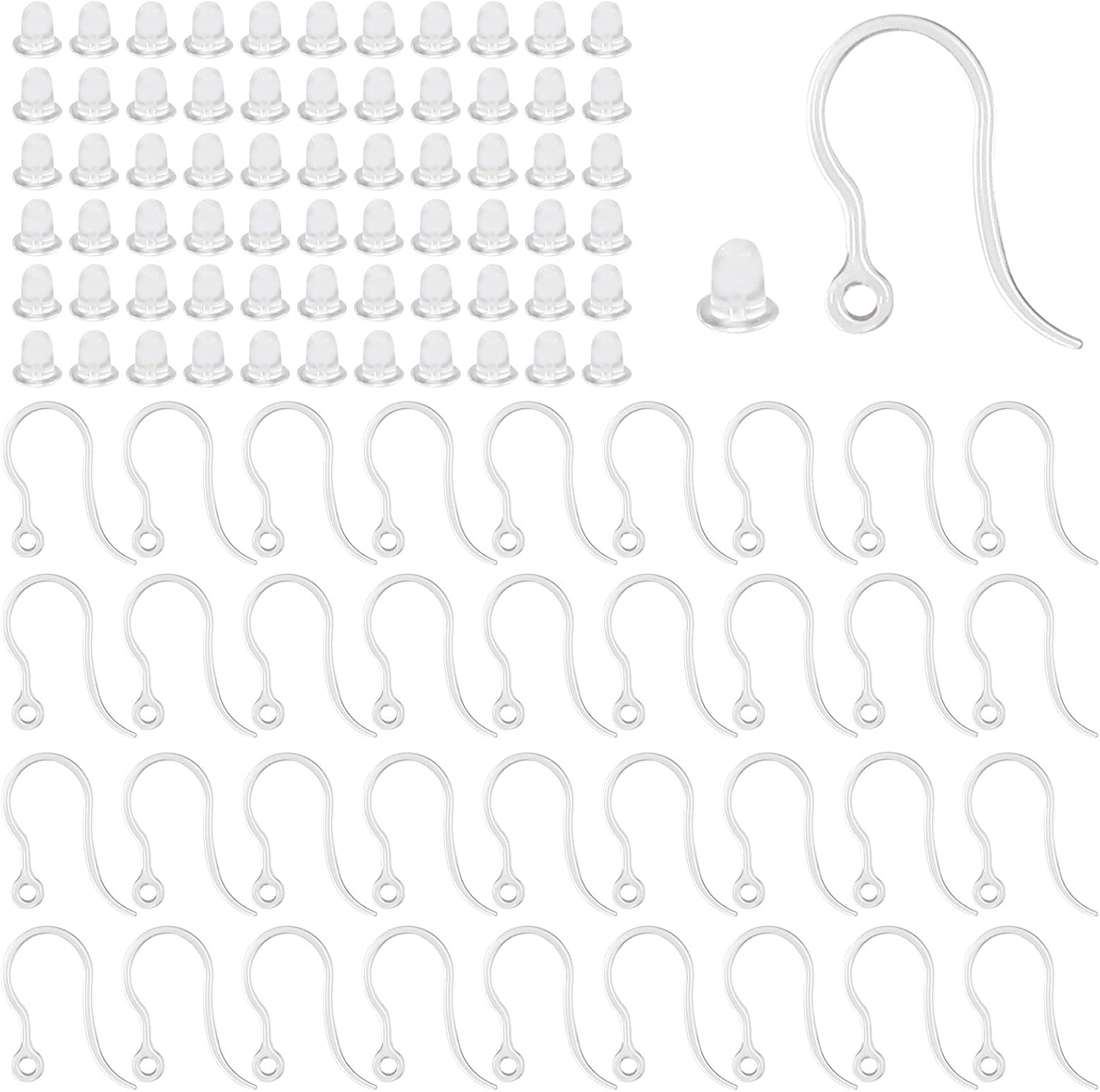 40pcs Clear Plastic Earring Ho - Jewelry Making Hardware ulasan dan harga