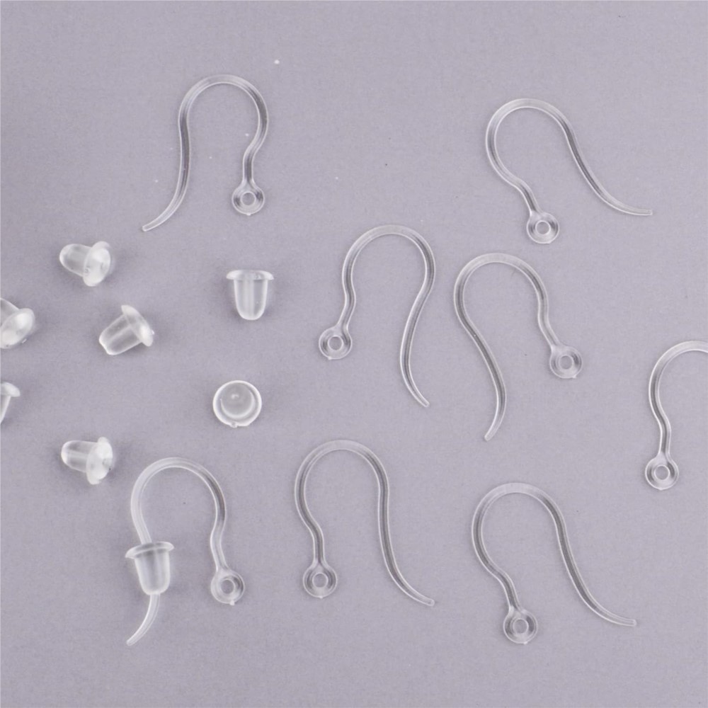 40pcs Clear Plastic Earring Ho - Jewelry Making Hardware ulasan dan harga