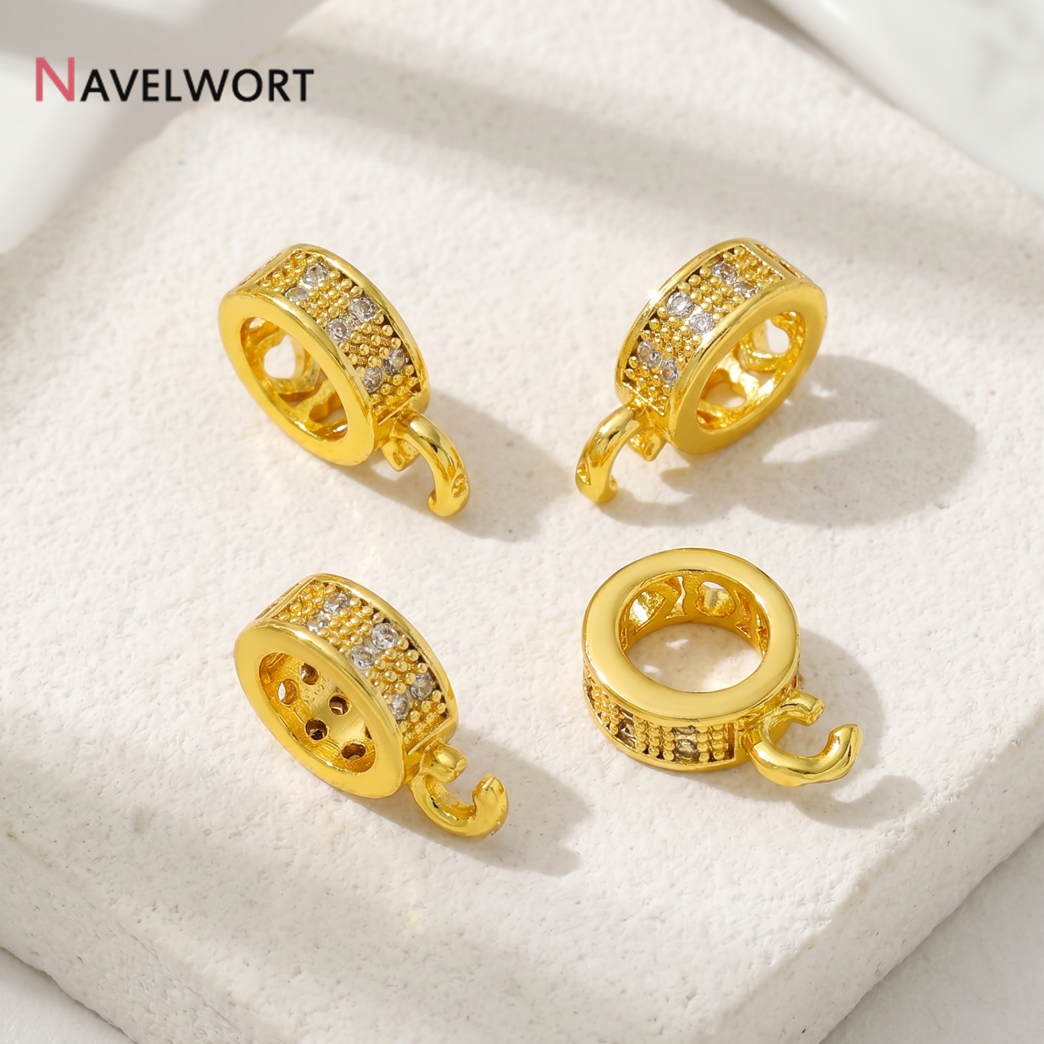 14K Gold Plated Inlaid Zircon  - Jewelry Making Metal Supplies ulasan dan harga