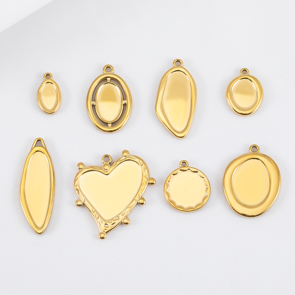 5pcs Stainless Steel Oval Hear - Jewelry Making Gemstones ulasan dan harga