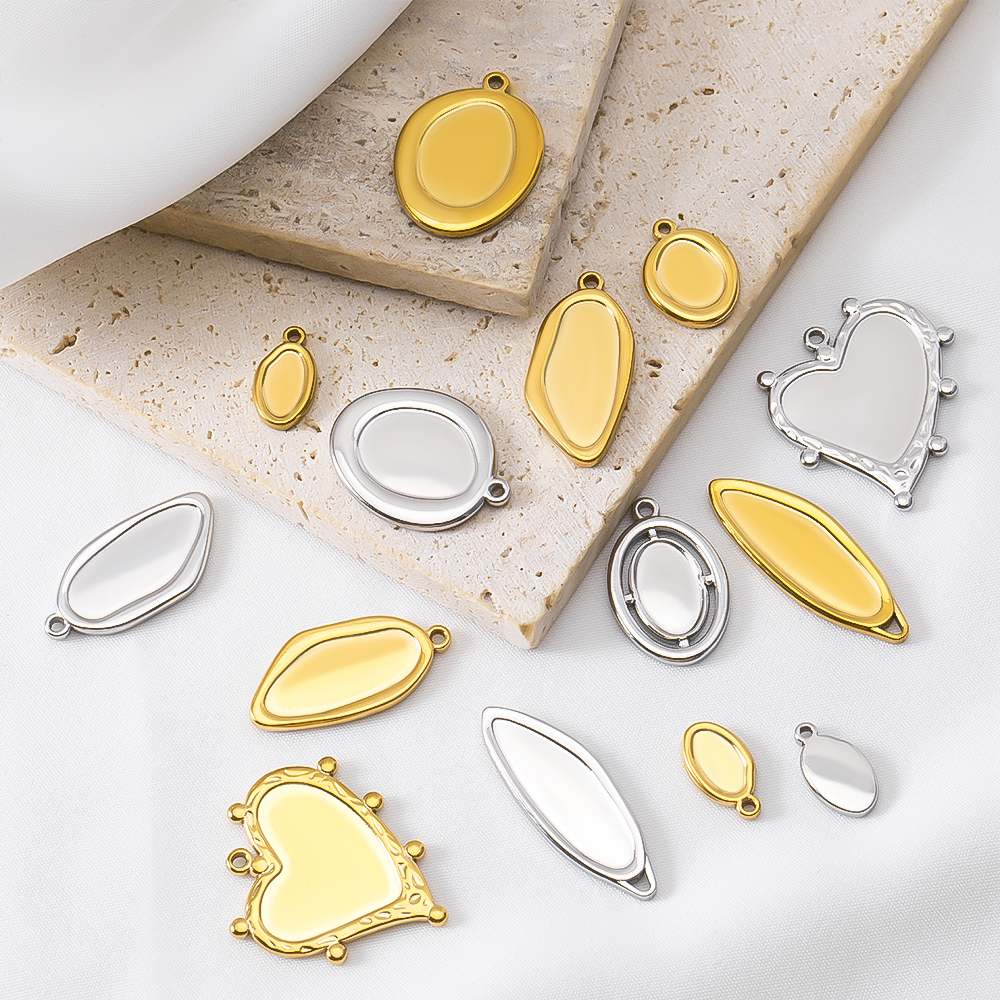 5pcs Stainless Steel Oval Hear - Jewelry Making Gemstones ulasan dan harga